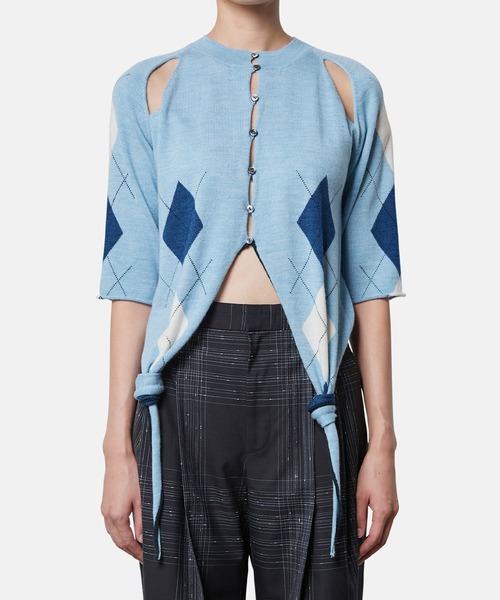 iRENE（アイレネ）の「アーガイルニットカーディガン / Argyle Knit Cardigan（ニット/セーター・レディース・ライトブルー/ベージュ・36）」の10枚目の写真