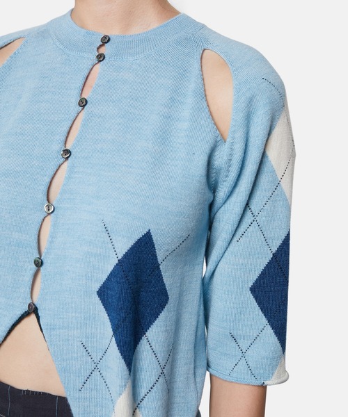 iRENE（アイレネ）の「アーガイルニットカーディガン / Argyle Knit Cardigan（ニット/セーター・レディース・ライトブルー/ベージュ・36）」の15枚目の写真