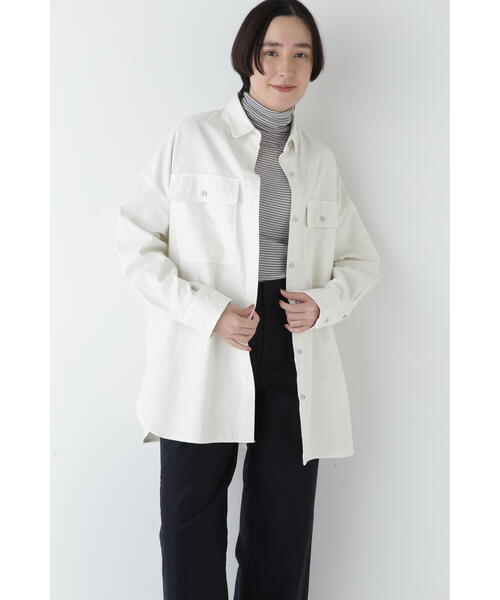 Healthy denim（ヘルシーデニム）の「【Healthy DENIMコラボ】オーバーシャツ（シャツ/ブラウス・レディース・ホワイト系その他/ネイビー・MEDIUM）」の4枚目の写真