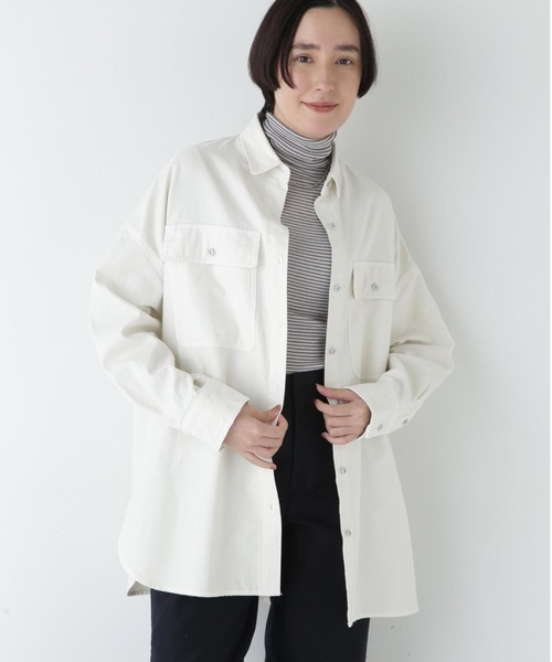 Healthy denim（ヘルシーデニム）の「【Healthy DENIMコラボ】オーバーシャツ（シャツ/ブラウス・レディース・ホワイト系その他/ネイビー・MEDIUM）」の5枚目の写真
