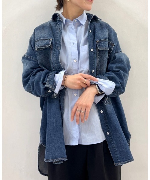 Healthy denim（ヘルシーデニム）の「【Healthy DENIMコラボ】オーバーシャツ（シャツ/ブラウス・レディース・ホワイト系その他/ネイビー・MEDIUM）」の7枚目の写真