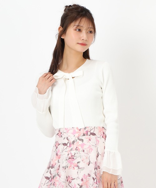 MISCH MASCH(ミッシュマッシュ)の「シアーフリルボウタイニット(ニット/セーター・レディース・ネイビー/ホワイト/ライトブルー・フリ-)」の22枚目の写真