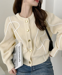 Eclat one（エクラワン）の「【Eclat one】ニュアンスライン ゴールドボタン スポンディッシュ カーディガン（カーディガン/ボレロ）」