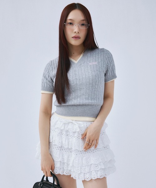 EIMY ISTOIRE(エイミーイストワール)の「ティアードミニスカート(スカート・レディース・ホワイト/ブラック・F)」の3枚目の写真