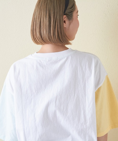 CUBE SUGAR（キューブシュガー）の「21/-OE天竺ハードウォッシュペンギンプリントTシャツ（Tシャツ/カットソー・レディース・ミント/イエロー/ホワイト/マルチ/ブラック・M）」の14枚目の写真