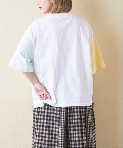 CUBE SUGAR（キューブシュガー）の「21/-OE天竺ハードウォッシュペンギンプリントTシャツ（Tシャツ/カットソー・レディース・ミント/イエロー/ホワイト/マルチ/ブラック・M）」の10枚目の写真