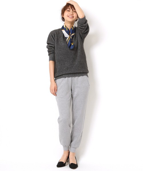 qualite(カリテ)の「起毛裏毛ステッチシーマーパンツ(その他パンツ・レディース・キャメル/ライトグレー・2/1)」の14枚目の写真
