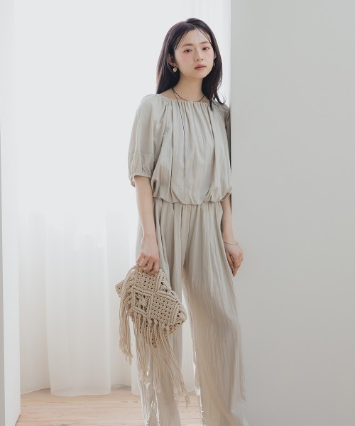 Petitjo（プッチージョ）の「小さいサイズ　ワッシャーギャザーワイドパンツ　低身長さん・小柄女性（その他パンツ・レディース・チャコール/ブラウン/ライトグレー・PSS/PM/PL/PS）」の9枚目の写真