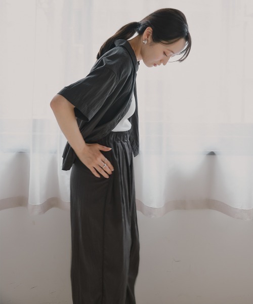 Petitjo(プッチージョ)の「小さいサイズ ワッシャーギャザーワイドパンツ 低身長さん・小柄女性(その他パンツ・レディース・チャコール/ブラウン/ライトグレー/モカ・PSS/PM/PL/PS)」の20枚目の写真