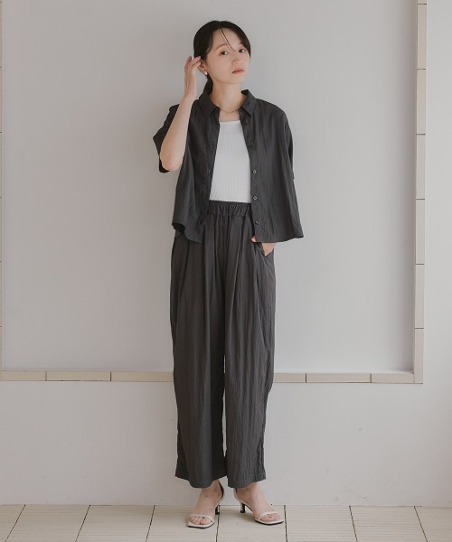 Petitjo(プッチージョ)の「小さいサイズ ワッシャーギャザーワイドパンツ 低身長さん・小柄女性(その他パンツ・レディース・チャコール/ブラウン/ライトグレー/モカ・PSS/PM/PL/PS)」の10枚目の写真