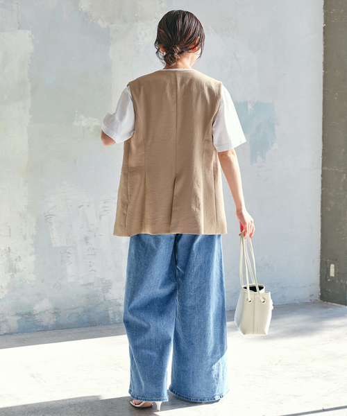 Spick & Span（スピックアンドスパン）の「《追加》PEカルゼVカラージレ（ベスト・レディース・ベージュ/ブラック・FREE）」の11枚目の写真