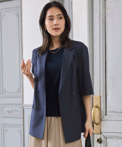 VERY掲載☆2025春夏 23区　ハーフスリーブジャケット VERY掲載☆2025春夏 23区 ハーフスリーブジャケット ジャケット