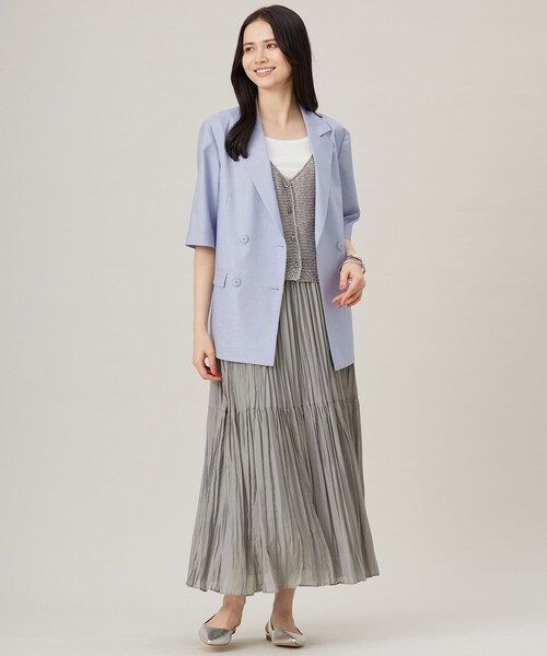 自由区(ジユウク)の「ハーフスリーブ ジャケット(テーラードジャケット・レディース・ネイビー系/サックスブルー系/アイボリー系・32)」の4枚目の写真