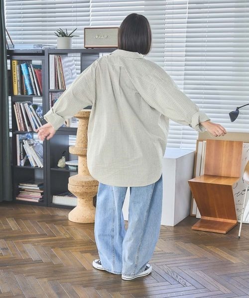 PBLIM（ページボーイリム）の「《UNISEX》Wラインチェックシャツ（シャツ/ブラウス・レディース・ネイビー/グリーン/オフホワイト・FREE）」の7枚目の写真