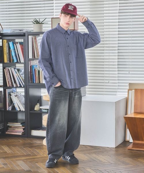 PBLIM（ページボーイリム）の「《UNISEX》Wラインチェックシャツ（シャツ/ブラウス・レディース・ネイビー/グリーン/オフホワイト・FREE）」の8枚目の写真