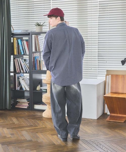 PBLIM（ページボーイリム）の「《UNISEX》Wラインチェックシャツ（シャツ/ブラウス・レディース・ネイビー/グリーン/オフホワイト・FREE）」の9枚目の写真