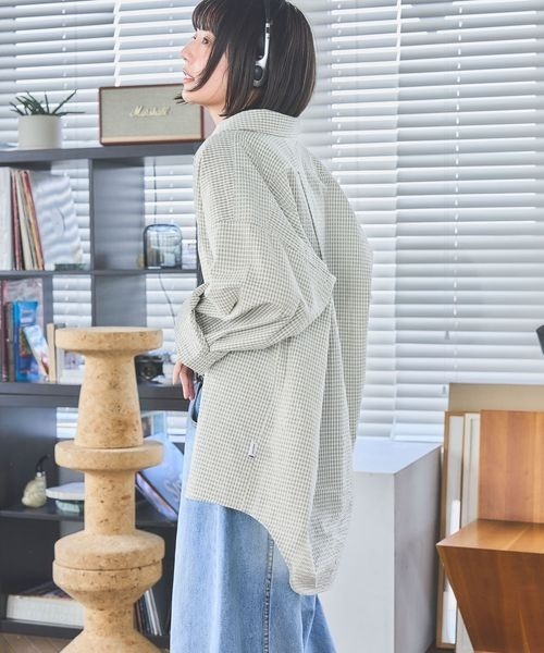PBLIM（ページボーイリム）の「《UNISEX》Wラインチェックシャツ（シャツ/ブラウス・レディース・ネイビー/グリーン/オフホワイト・FREE）」の12枚目の写真