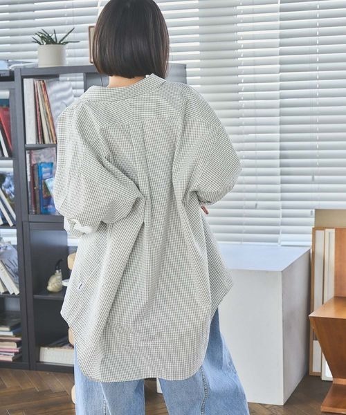 PBLIM（ページボーイリム）の「《UNISEX》Wラインチェックシャツ（シャツ/ブラウス・レディース・ネイビー/グリーン/オフホワイト・FREE）」の13枚目の写真