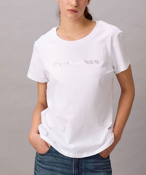 Calvin Klein(カルバン・クライン)の「ロゴ スリム Tシャツ(Tシャツ/カットソー・レディース・ホワイト/ブラック/ホワイト系その他・L/S/XS/M)」の15枚目の写真