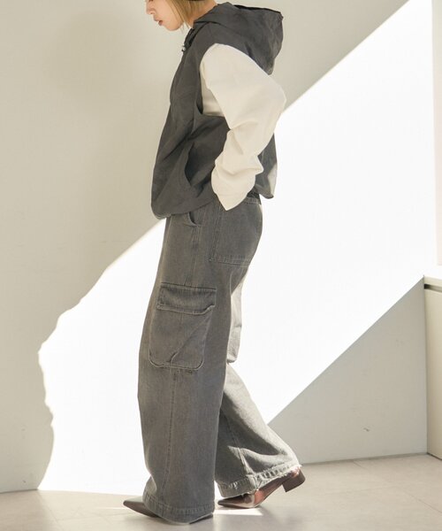 CIAOPANIC TYPY（チャオパニックティピー）の「【UNISEX】総柄フードベスト（ベスト・レディース・ベージュ/グレー/ブラック・MEDIUM/LARGE）」の15枚目の写真