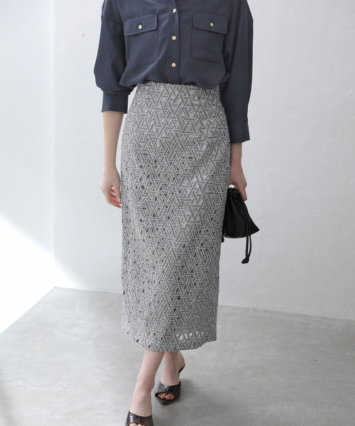 La TOTALITE（ラトータリテ）の「《追加3》【洗える】レースタイトスカート（スカート・レディース・スカイブルー/ライトグリーン・38/36/40）」の5枚目の写真