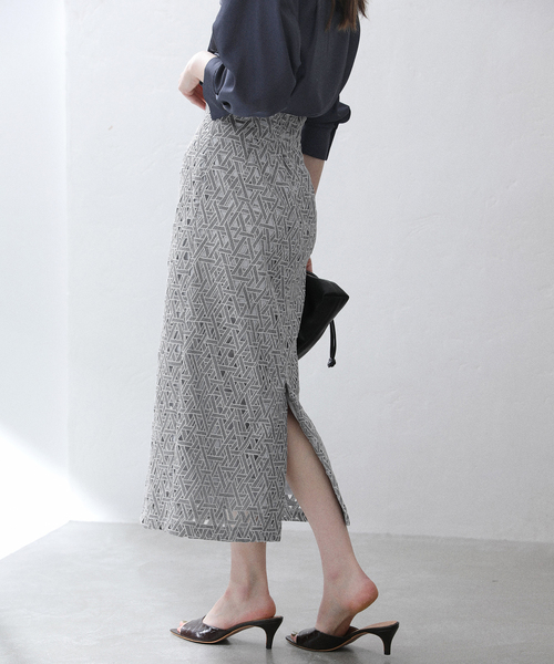 La TOTALITE（ラトータリテ）の「《追加3》【洗える】レースタイトスカート（スカート・レディース・スカイブルー/ライトグリーン・38/36/40）」の7枚目の写真