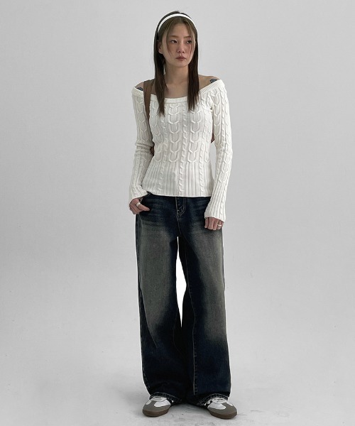 BLACKUP（ブラックアップ）の「[MADE] リサイクルウォッシュワイドデニムパンツ（デニムパンツ・レディース・ダークブルー・LARGE/MEDIUM/SMALL）」の9枚目の写真