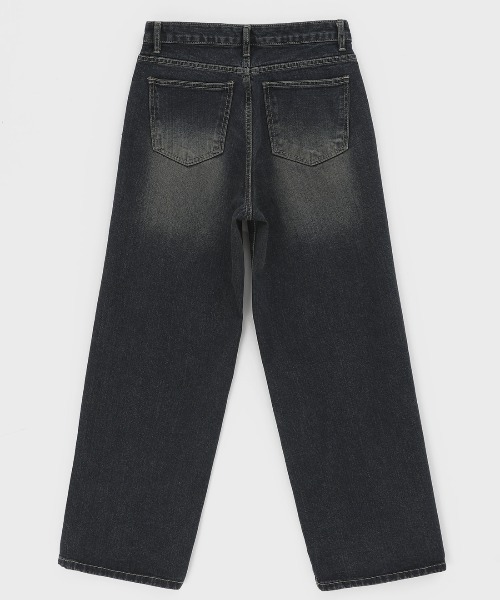 BLACKUP（ブラックアップ）の「[MADE] リサイクルウォッシュワイドデニムパンツ（デニムパンツ・レディース・ダークブルー・LARGE/MEDIUM/SMALL）」の2枚目の写真