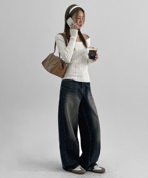 BLACKUP（ブラックアップ）の「[MADE] リサイクルウォッシュワイドデニムパンツ（デニムパンツ・レディース・ダークブルー・LARGE/MEDIUM/SMALL）」の11枚目の写真