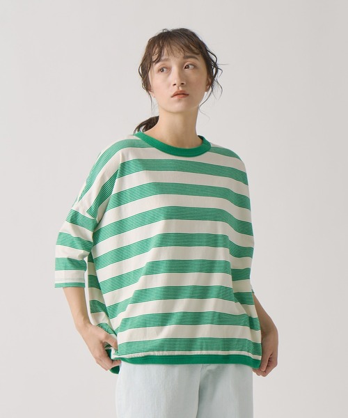 Kelen（ケレン）の「「KELEN / ケレン」 ワイドシルエットボーダートップス KUPE（Tシャツ/カットソー・レディース・ブラック/ブルー/ブラウン/グリーン・FREE）」の3枚目の写真