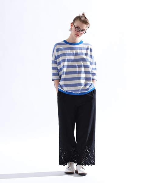 Kelen（ケレン）の「「KELEN / ケレン」 ワイドシルエットボーダートップス KUPE（Tシャツ/カットソー・レディース・ブラック/ブルー/ブラウン/グリーン・FREE）」の8枚目の写真
