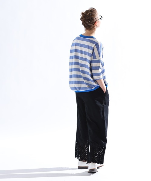 Kelen（ケレン）の「「KELEN / ケレン」 ワイドシルエットボーダートップス KUPE（Tシャツ/カットソー・レディース・ブラック/ブルー/ブラウン/グリーン・FREE）」の12枚目の写真