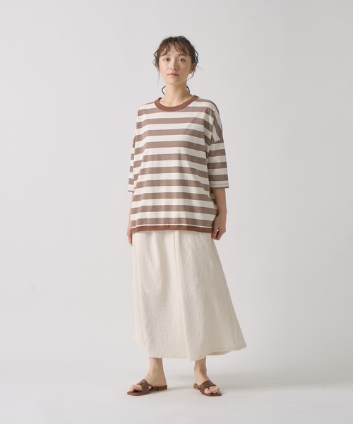 Kelen（ケレン）の「「KELEN / ケレン」 ワイドシルエットボーダートップス KUPE（Tシャツ/カットソー・レディース・ブラック/ブルー/ブラウン/グリーン・FREE）」の16枚目の写真