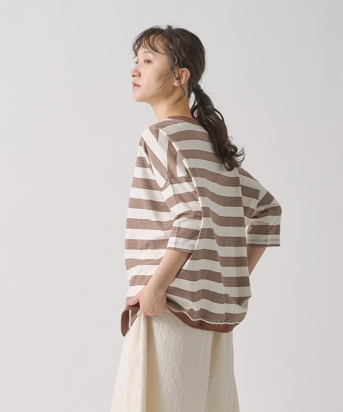 Kelen（ケレン）の「「KELEN / ケレン」 ワイドシルエットボーダートップス KUPE（Tシャツ/カットソー・レディース・ブラック/ブルー/ブラウン/グリーン・FREE）」の17枚目の写真