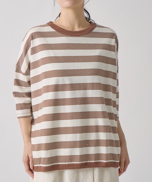 Kelen（ケレン）の「「KELEN / ケレン」 ワイドシルエットボーダートップス KUPE（Tシャツ/カットソー・レディース・ブラック/ブルー/ブラウン/グリーン・FREE）」の19枚目の写真