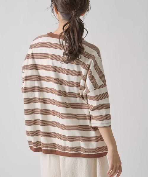 Kelen（ケレン）の「「KELEN / ケレン」 ワイドシルエットボーダートップス KUPE（Tシャツ/カットソー・レディース・ブラック/ブルー/ブラウン/グリーン・FREE）」の21枚目の写真