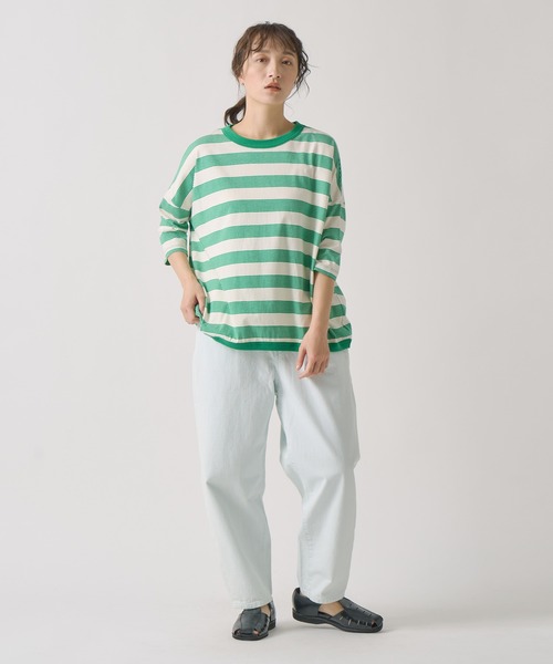 Kelen（ケレン）の「「KELEN / ケレン」 ワイドシルエットボーダートップス KUPE（Tシャツ/カットソー・レディース・ブラック/ブルー/ブラウン/グリーン・FREE）」の22枚目の写真