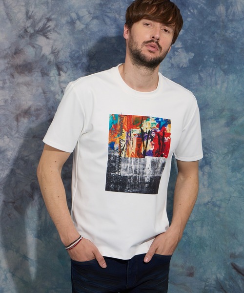 HIDEAWAYS NICOLE(ハイダウェイニコル)の「アラカルトグラフィックプリント半袖Tシャツ(Tシャツ/カットソー・メンズ・ホワイト系その他2/ホワイト系その他/ホワイト系その他3・MEDIUM/LARGE/X-LARGE)」の1枚目の写真