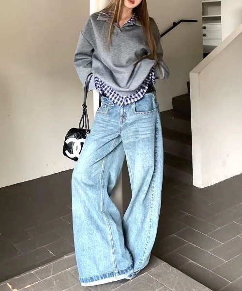 SHEENA(シーナ)の「チェックシャツレイヤードデザインポロ襟トップス(Tシャツ/カットソー・レディース・グレー/ネイビー・M)」の13枚目の写真