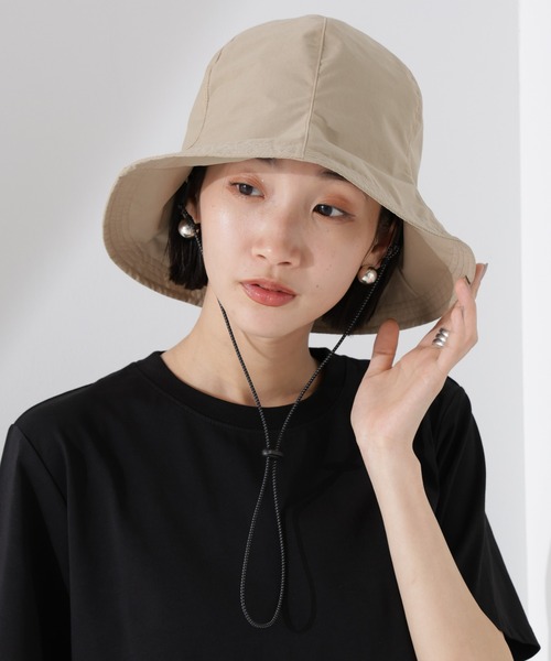 NANO universe（ナノユニバース）の「撥水加工ナイロンチューリップハット（ハット・レディース・ベージュ/ブラック・FREE）」の10枚目の写真