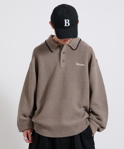 Perushu（ペルーシュ）の「Dry touch polo knit ドライタッチポロニット（ポロシャツ・メンズ・アイボリー/ベージュ/ブルー・LARGE/MEDIUM）」の3枚目の写真