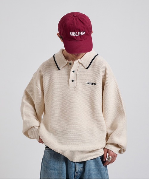 Perushu（ペルーシュ）の「Dry touch polo knit ドライタッチポロニット（ポロシャツ・メンズ・アイボリー/ベージュ/ブルー・LARGE/MEDIUM）」の2枚目の写真