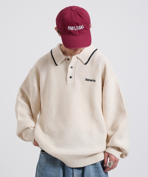 Perushu（ペルーシュ）の「Dry touch polo knit ドライタッチポロニット（ポロシャツ・メンズ・アイボリー/ベージュ/ブルー・LARGE/MEDIUM）」の9枚目の写真