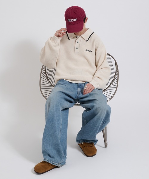 Perushu（ペルーシュ）の「Dry touch polo knit ドライタッチポロニット（ポロシャツ・メンズ・アイボリー/ベージュ/ブルー・LARGE/MEDIUM）」の5枚目の写真