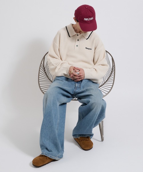 Perushu（ペルーシュ）の「Dry touch polo knit ドライタッチポロニット（ポロシャツ・メンズ・アイボリー/ベージュ/ブルー・LARGE/MEDIUM）」の6枚目の写真
