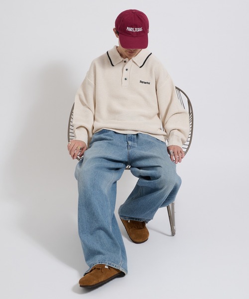 Perushu（ペルーシュ）の「Dry touch polo knit ドライタッチポロニット（ポロシャツ・メンズ・アイボリー/ベージュ/ブルー・LARGE/MEDIUM）」の8枚目の写真