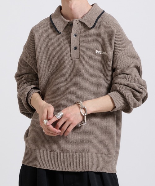 Perushu（ペルーシュ）の「Dry touch polo knit ドライタッチポロニット（ポロシャツ・メンズ・アイボリー/ベージュ/ブルー・LARGE/MEDIUM）」の21枚目の写真