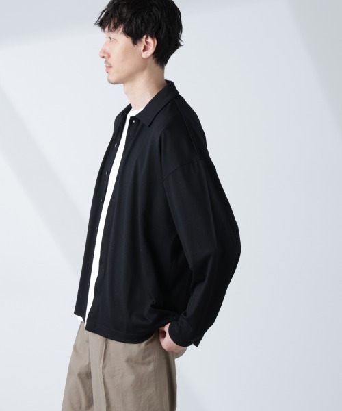 NANO universe(ナノユニバース)の「「ALL-DAYS COMFORT 100% WOOL」 シャツカーディガン(カーディガン/ボレロ・メンズ・レッド/ブラック・L/M)」の4枚目の写真