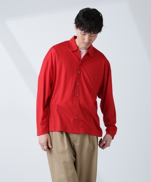 NANO universe(ナノユニバース)の「「ALL-DAYS COMFORT 100% WOOL」 シャツカーディガン(カーディガン/ボレロ・メンズ・レッド/ブラック・L/M)」の11枚目の写真