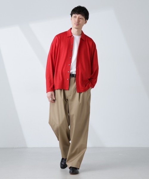 NANO universe(ナノユニバース)の「「ALL-DAYS COMFORT 100% WOOL」 シャツカーディガン(カーディガン/ボレロ・メンズ・レッド/ブラック・L/M)」の13枚目の写真